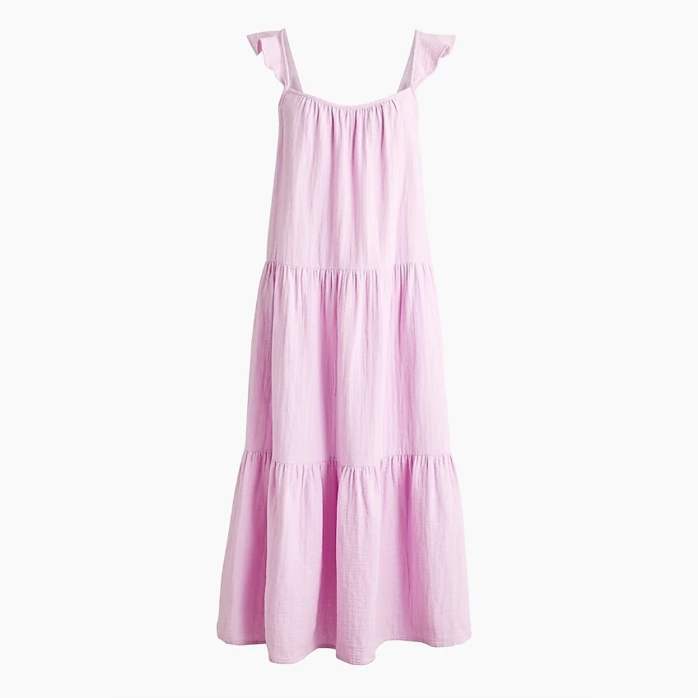 J. Crew Factory Ruffle-strap gauze maxi dress Smoky Lilac